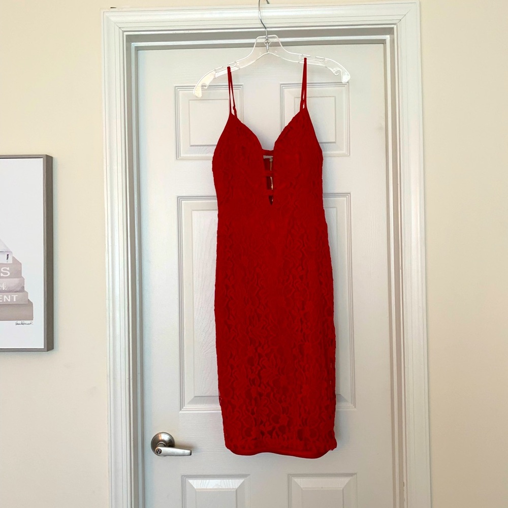 Red Lace Bebe Dress